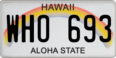 HI license plate WHO693