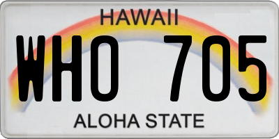HI license plate WHO705