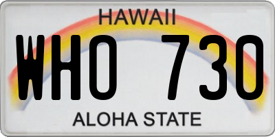 HI license plate WHO730