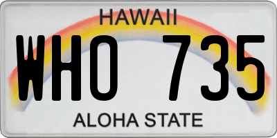 HI license plate WHO735