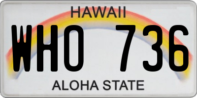 HI license plate WHO736