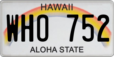 HI license plate WHO752