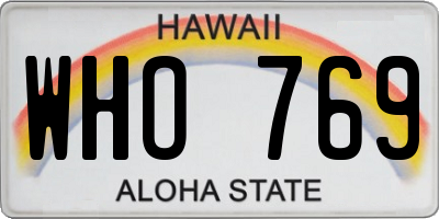 HI license plate WHO769