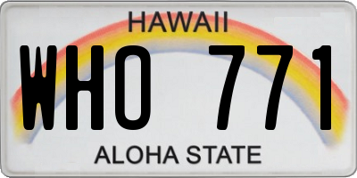 HI license plate WHO771
