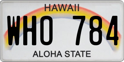 HI license plate WHO784