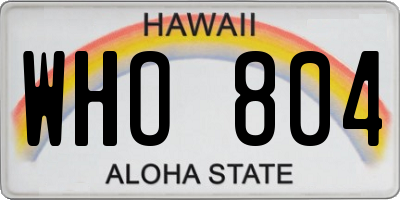 HI license plate WHO804