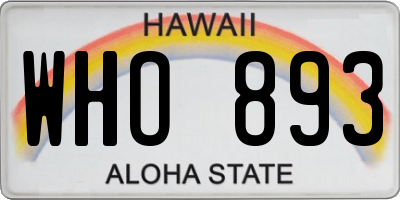 HI license plate WHO893