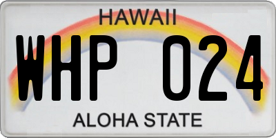 HI license plate WHP024