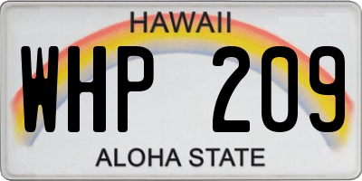 HI license plate WHP209