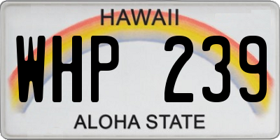 HI license plate WHP239