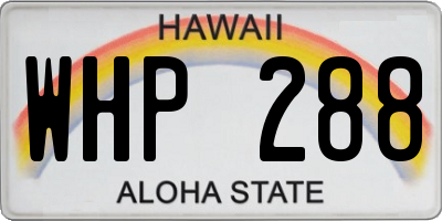 HI license plate WHP288