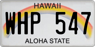 HI license plate WHP547