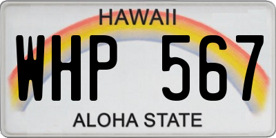 HI license plate WHP567