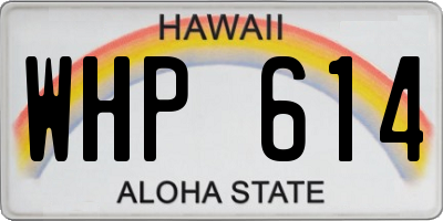 HI license plate WHP614