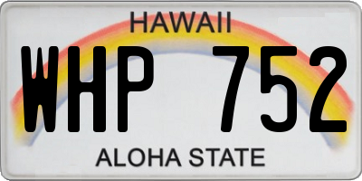 HI license plate WHP752