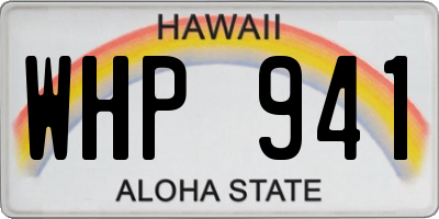 HI license plate WHP941