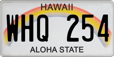 HI license plate WHQ254