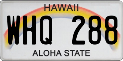 HI license plate WHQ288