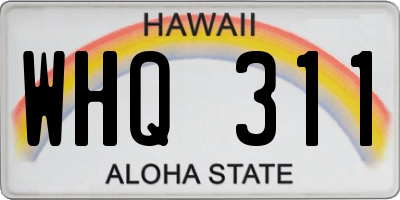 HI license plate WHQ311