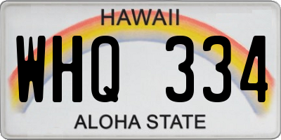 HI license plate WHQ334