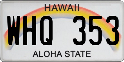HI license plate WHQ353