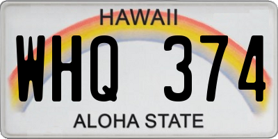 HI license plate WHQ374