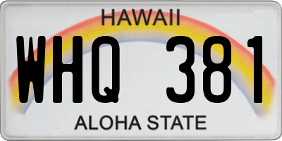 HI license plate WHQ381