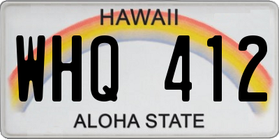 HI license plate WHQ412