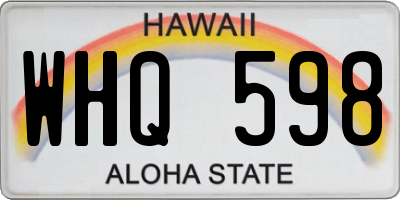HI license plate WHQ598