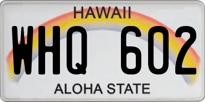 HI license plate WHQ602