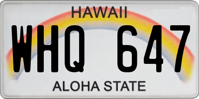 HI license plate WHQ647