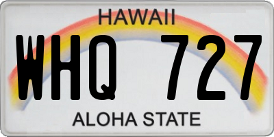 HI license plate WHQ727
