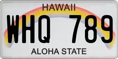 HI license plate WHQ789