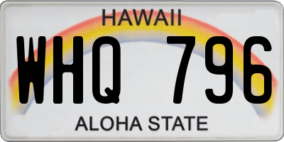 HI license plate WHQ796