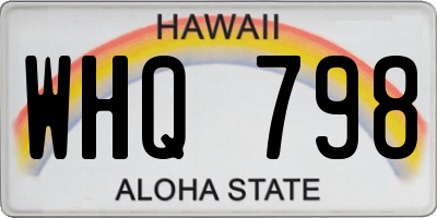 HI license plate WHQ798