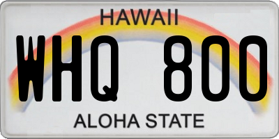 HI license plate WHQ800