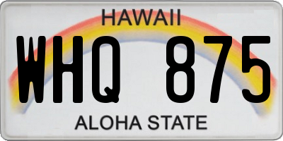 HI license plate WHQ875