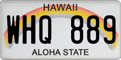 HI license plate WHQ889