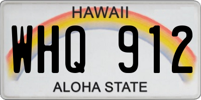 HI license plate WHQ912