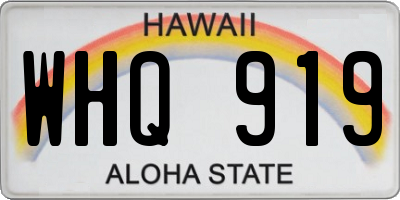 HI license plate WHQ919