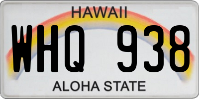 HI license plate WHQ938