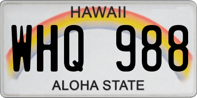 HI license plate WHQ988