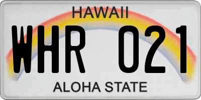 HI license plate WHR021