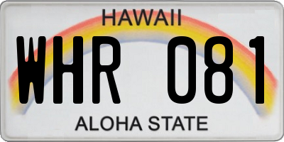 HI license plate WHR081