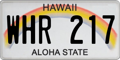 HI license plate WHR217