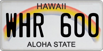 HI license plate WHR600