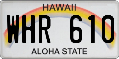 HI license plate WHR610
