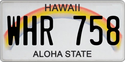 HI license plate WHR758