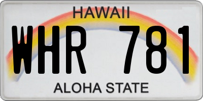 HI license plate WHR781