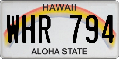 HI license plate WHR794